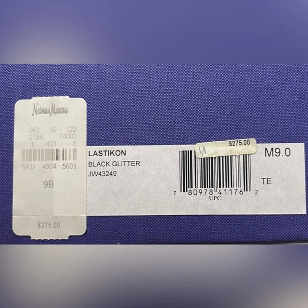 New Stuart Weitzman Black Glitter Ballet Lastikon Flats,‎ Shoe Size: 9 - Picture 5 of 6